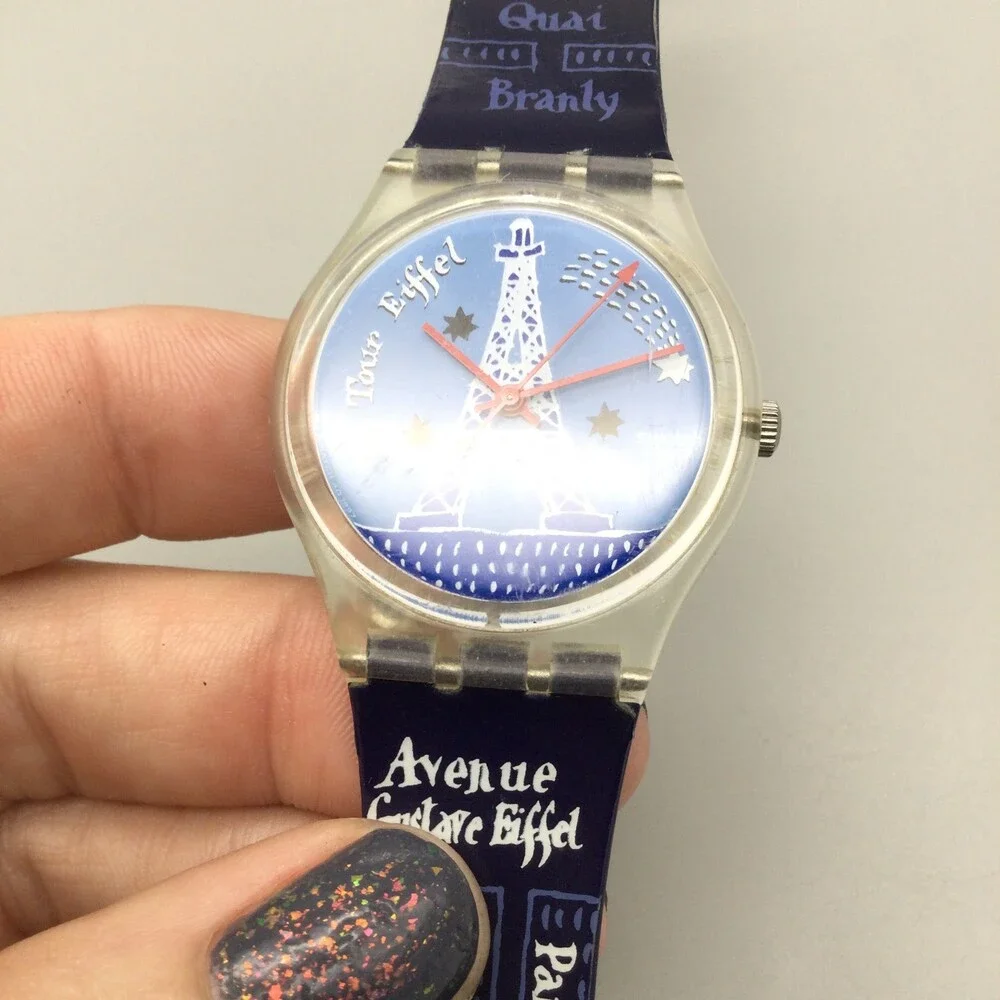 Swatch Gent Titi Parisien Watch Women Swiss Made 34mm Blue Dial New Battery - Picture 9 of 15